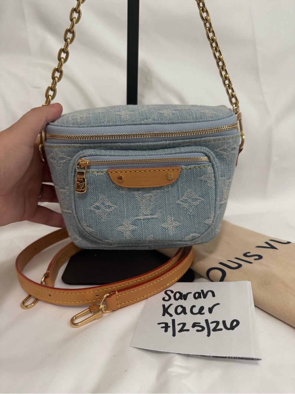 Louis Vuitton Light Blue Denim Monogram Mini bum bag - Picture 2 of 13